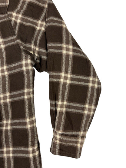 Wrangler Brown Plaid Shearling Fleece Lined Shirt Jacket Medium