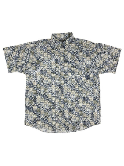 David Taylor Retro Multicolour Floral Pattern Short Sleeve Cotton Shirt Large