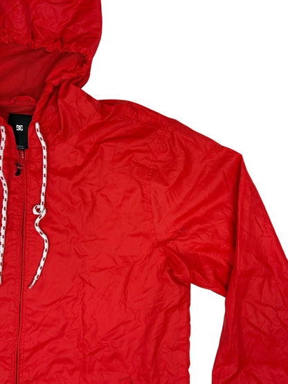 DC Red Hooded Zip Rain Jacket Small