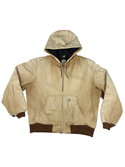Carhartt J140 Brown Hooded Active Zip Workwear Jacket Large Regular