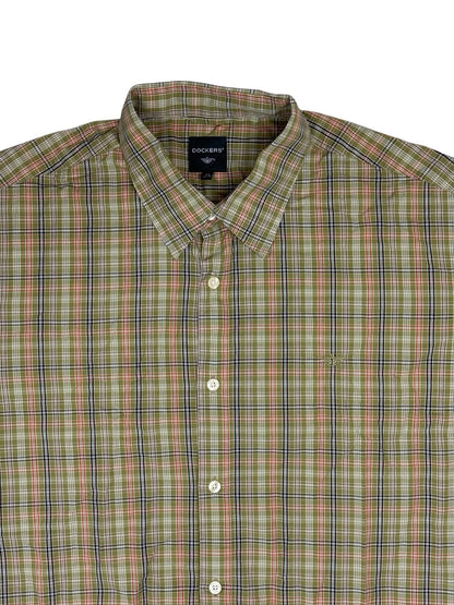 Dockers Green Plaid Collared Shirt XL