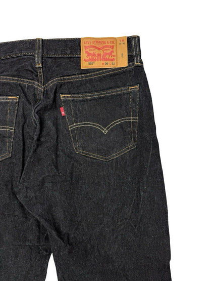 Levi's 501 Dark Blue Denim Grunge Jeans 36W 32L