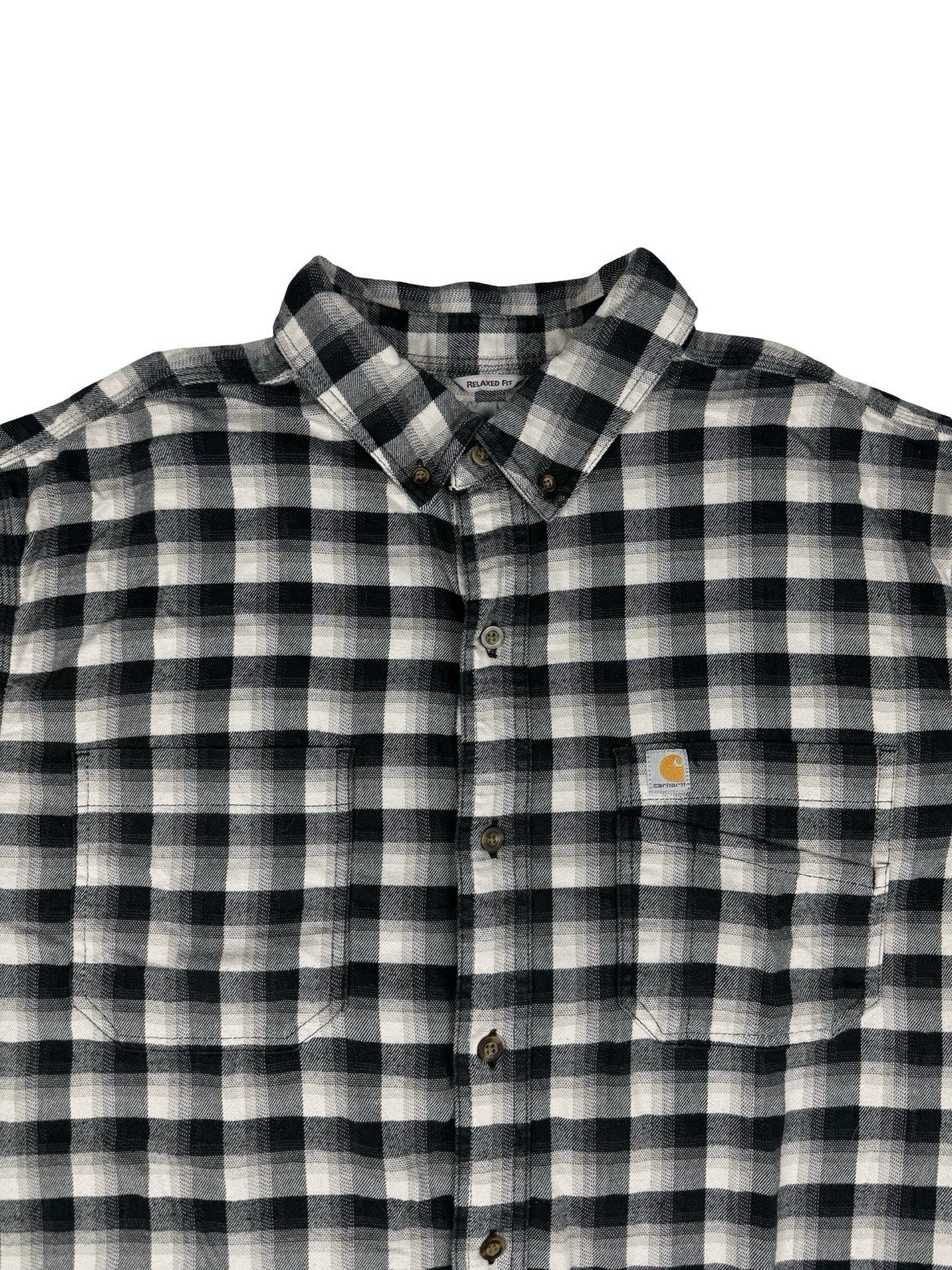 Carhartt Black Plaid Hamilton Relaxed Fit Button Shirt XL