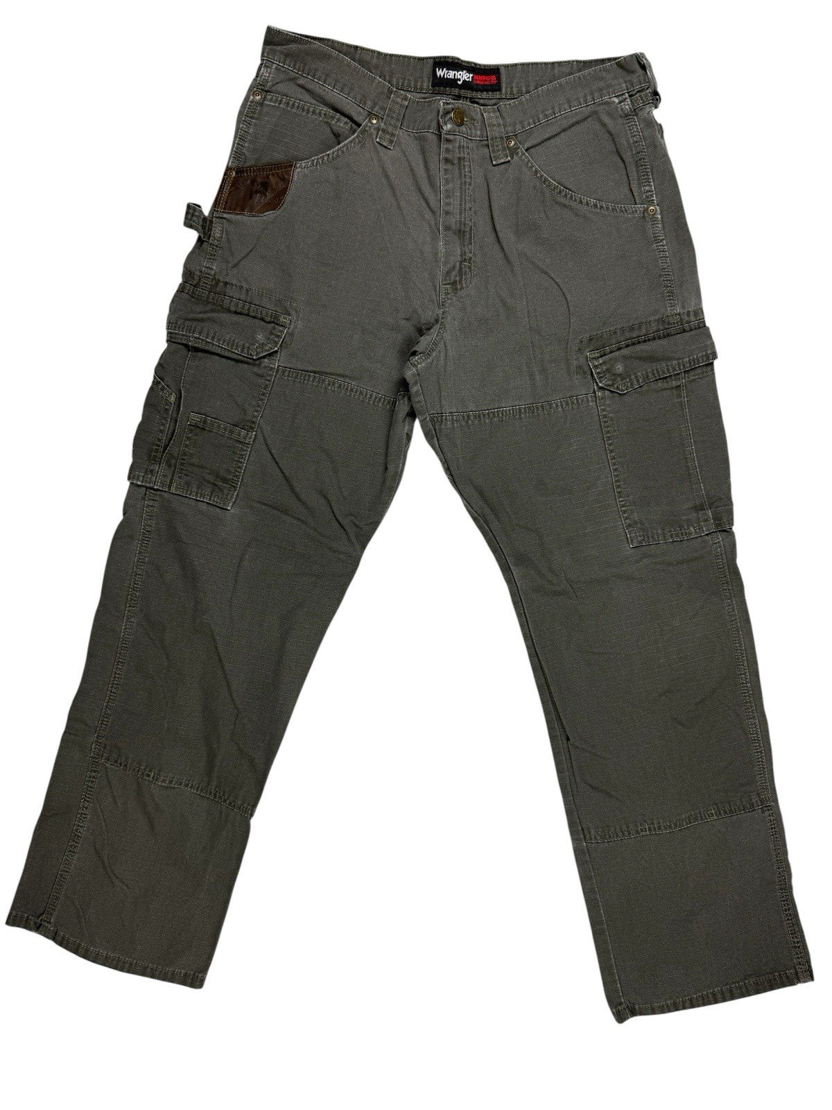Wrangler Riggs Green Workwear Carpenter Denim Jeans 34W 30L