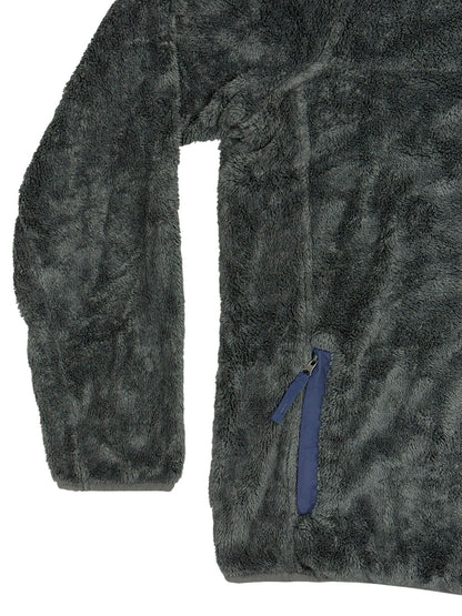 LL Bean Grey Hi-Pile Fleece Snap Jumper Medium