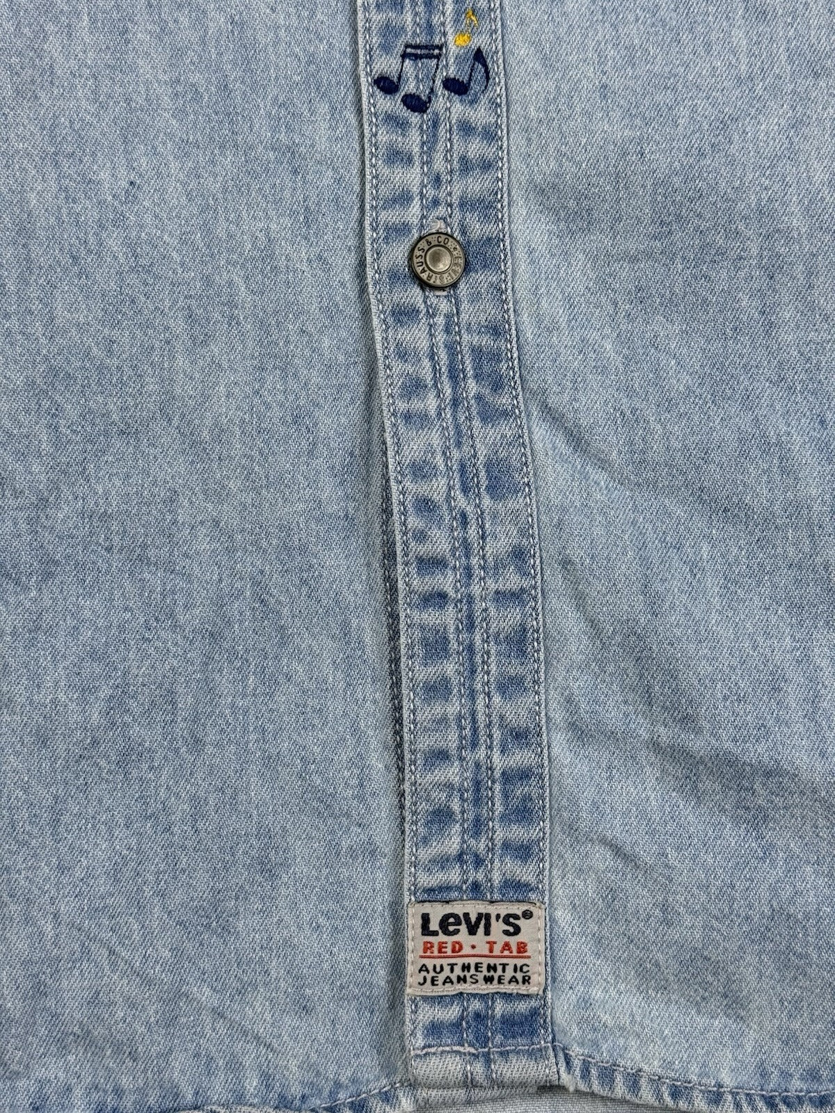 Levi's Red Tab Vtg 90's Blue Embroidered Chambray Teaching Shirt XL
