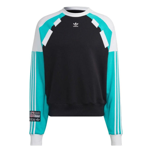 Adidas Originals Retro Black Crew 3-Stripe Sweatshirt Jumper New