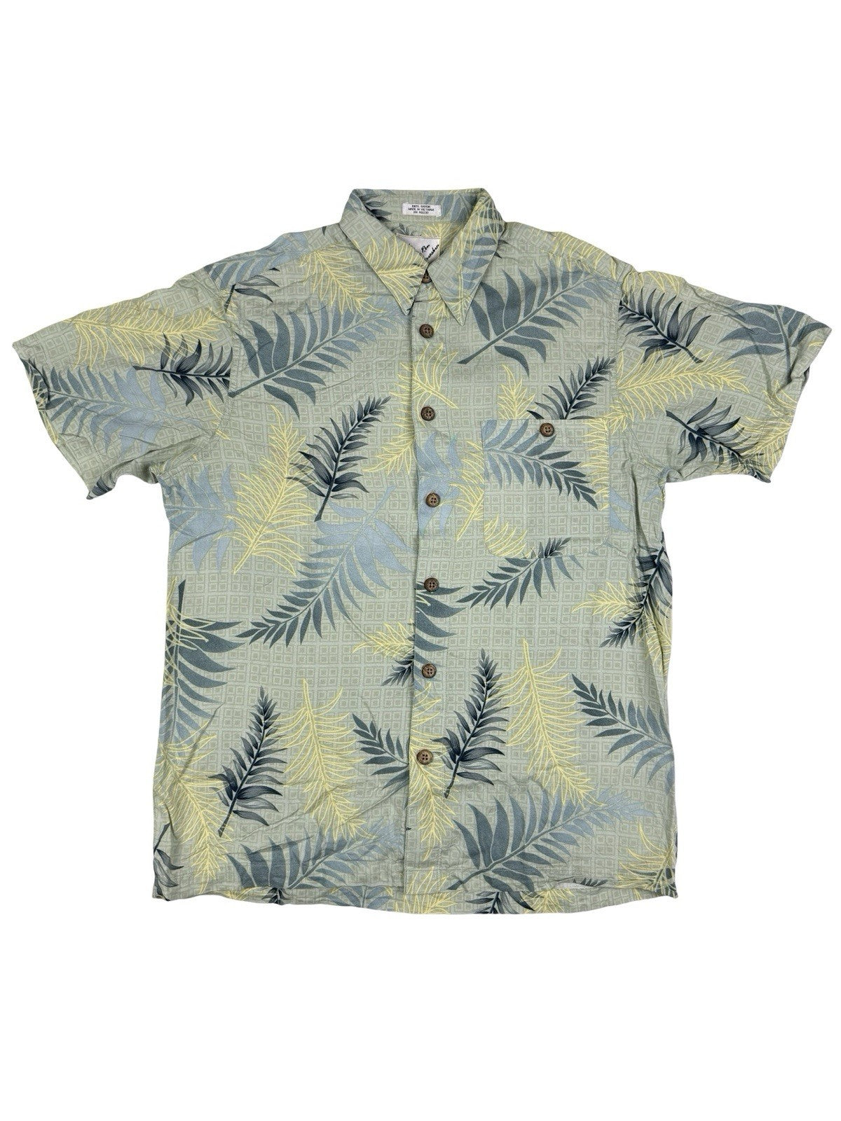 Ron Chereskin Vintage Green Hawaiian Floral Shirt Medium