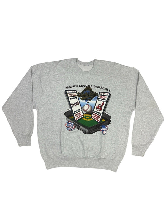 MLB Grey World Series 1995 Atlanta Braves Cleveland Indians Jumper XL