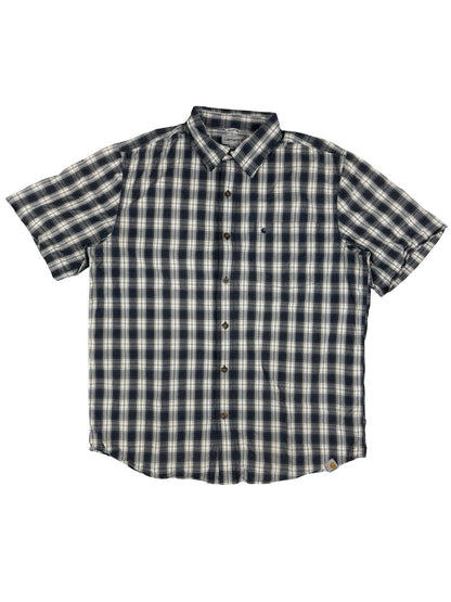 Carhartt Relaxed Fit Blue Plaid Short Sleeve Button Shirt Large