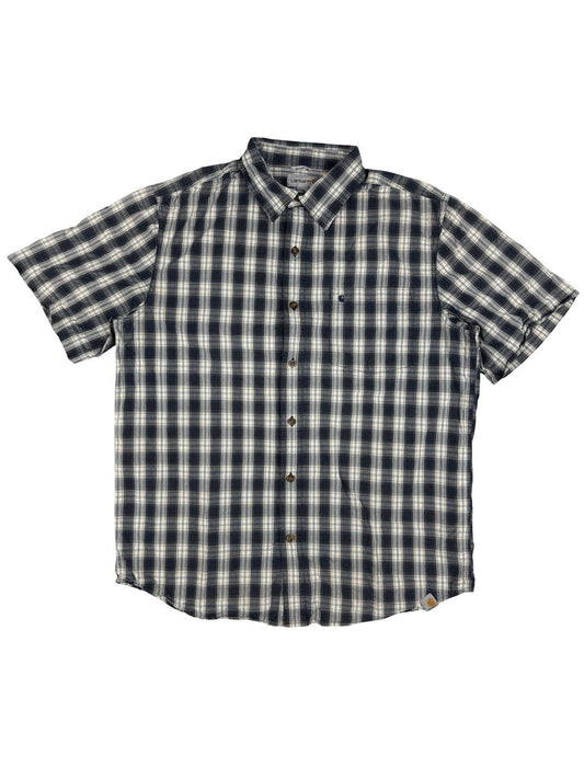 Carhartt Relaxed Fit Blue Plaid Short Sleeve Button Shirt Large