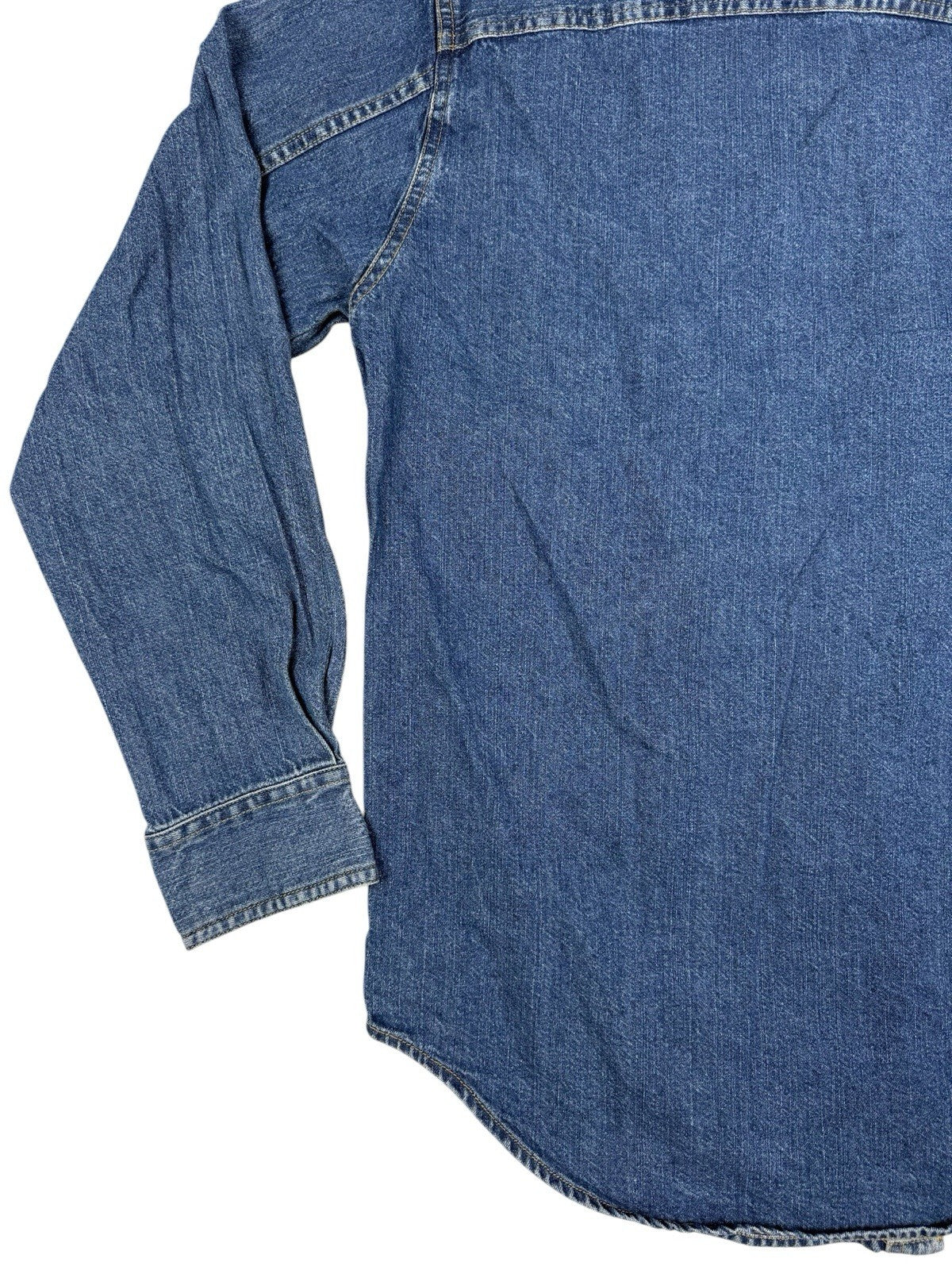 Levi's Retro Blue Cotton Denim Button Up Collared Shirt Small