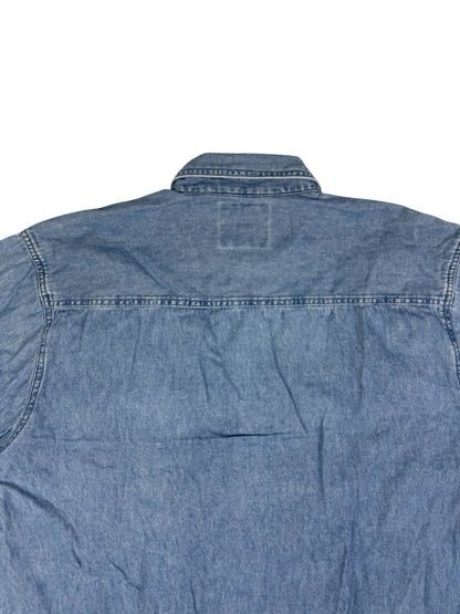 Wrangler Hero Retro Blue Denim Long Sleeve Cotton Work Shirt Medium