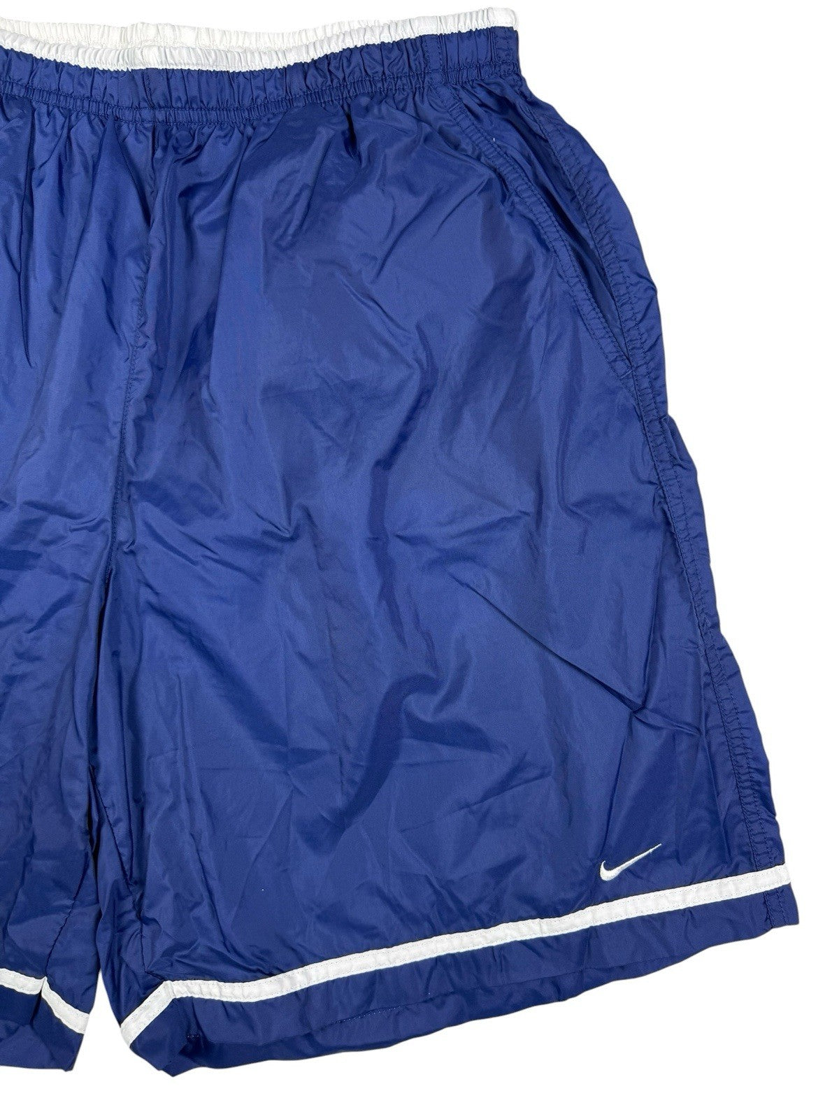 Nike Retro Y2K 00's Blue Lined Spell out Logo Swim Trunk Shorts Large