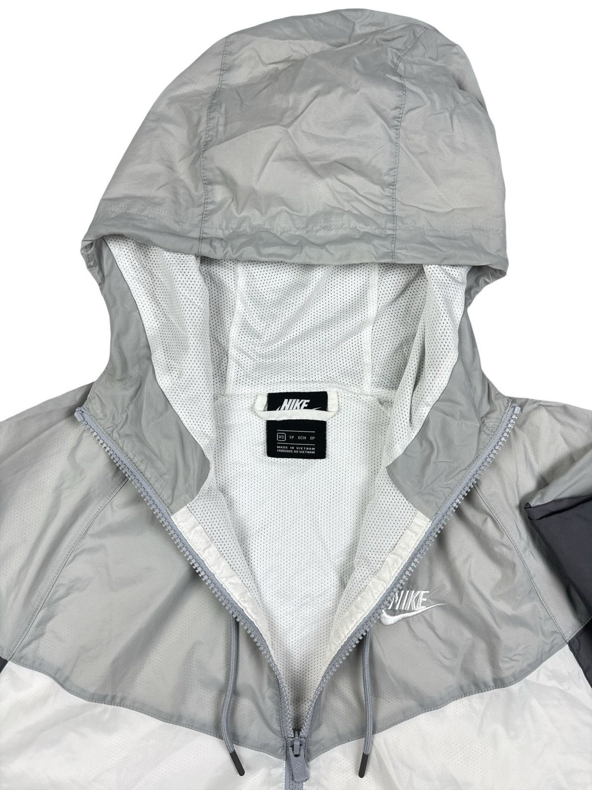 Nike Grey Nylon Windrunner Hooded Track Jacket XS