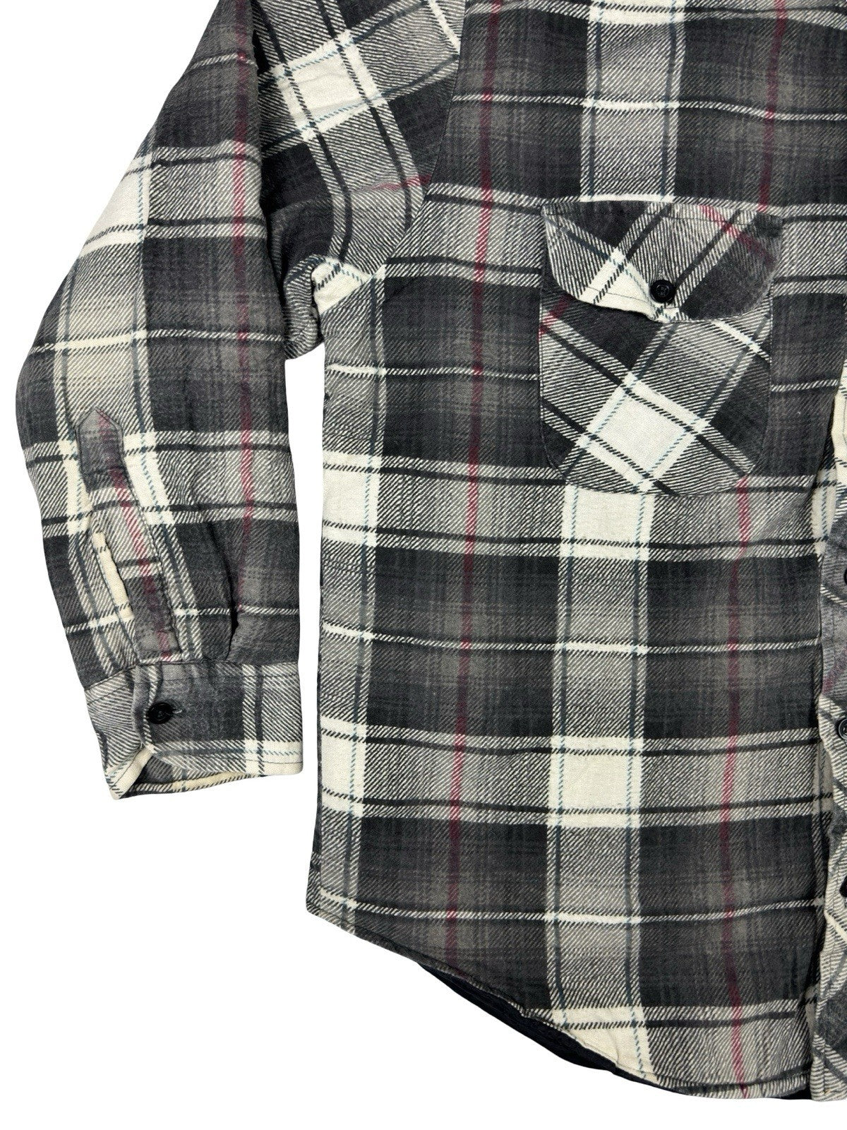 Wilderness Vintage Grey Plaid Quilted Lined Shirt Large