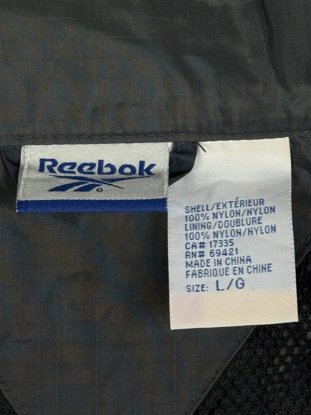 Reebok Retro Blue Nylon Zip Y2K Track Jacket Windbreaker Large
