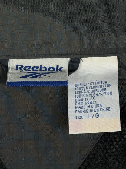 Reebok Retro Blue Nylon Zip Y2K Track Jacket Windbreaker Large
