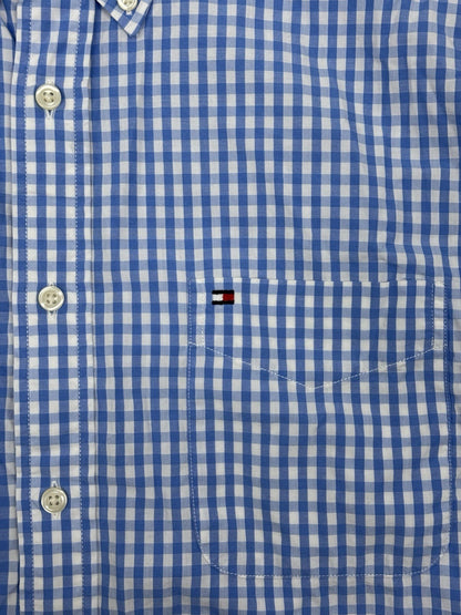 Tommy Hilfiger Blue Check Classic Fit Collared Shirt Large