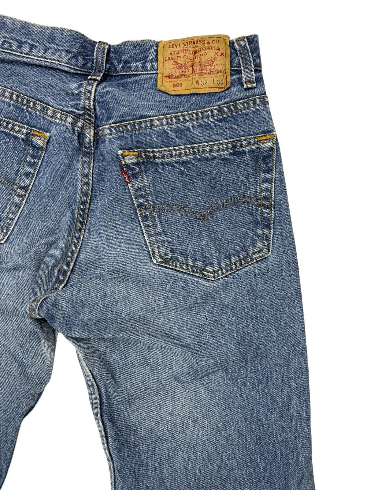 Levi's 501 Vintage 90's Blue Denim Straight Leg Jeans 30W 27L Made in USA
