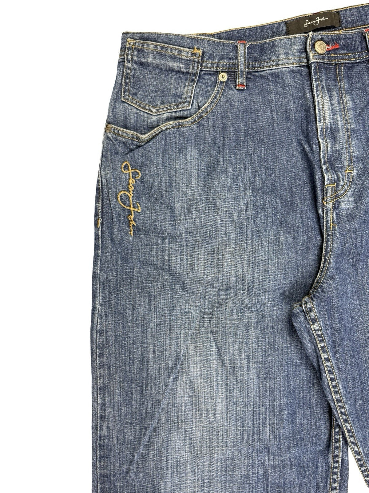 Sean John Retro Blue Wide Leg Relax Hip Hop Denim Jeans 36W 34L
