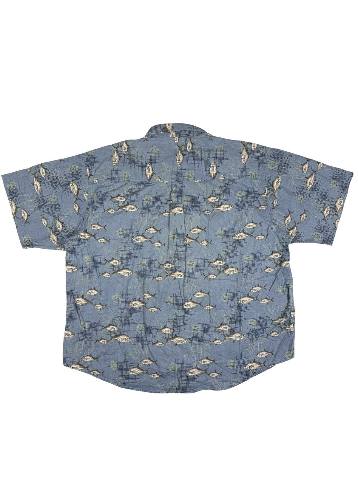 Puritan Retro Blue Hawaiian Fish Holiday Shirt 2XL