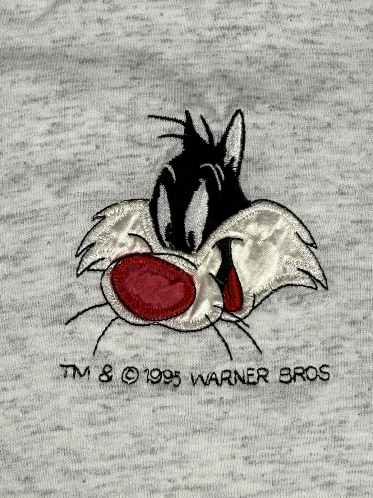 College Ware Vintage Grey Looney Tunes Sylvester Cat Baseball Jersey Large