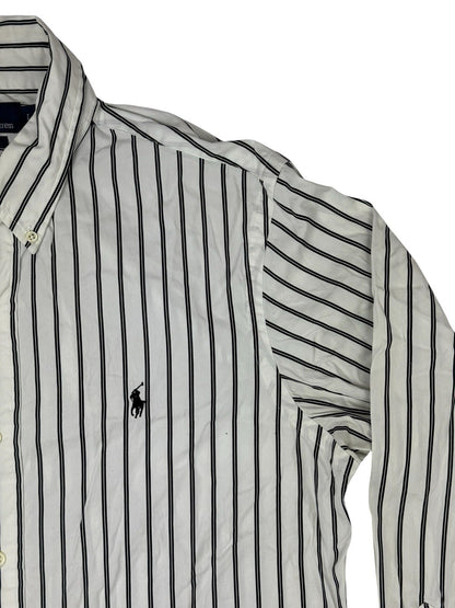 Polo Ralph Lauren White Striped Slim Fit Collared Shirt Large