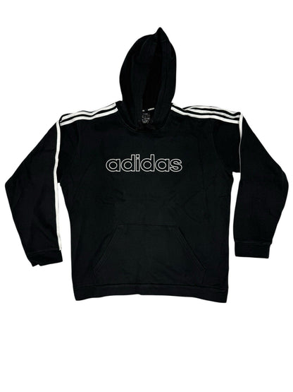 Adidas Black Printed 3 Stripe Hoodie Large
