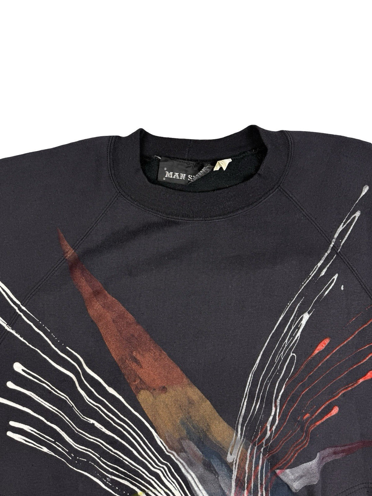 Vintage 80's GDR Man Size Black Abstract Splash Graphic Sweatshirt 2XL
