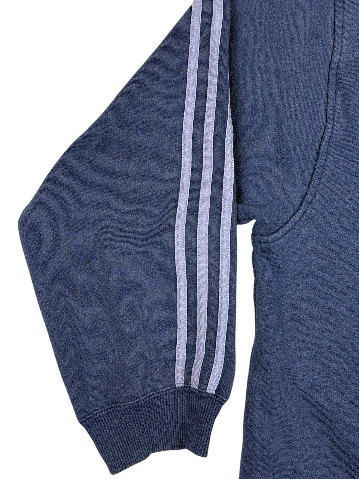 Adidas Vintage Blue Striped V-Neck Jumper Large