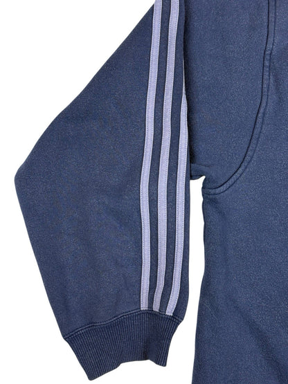 Adidas Vintage Blue Striped V-Neck Jumper Large