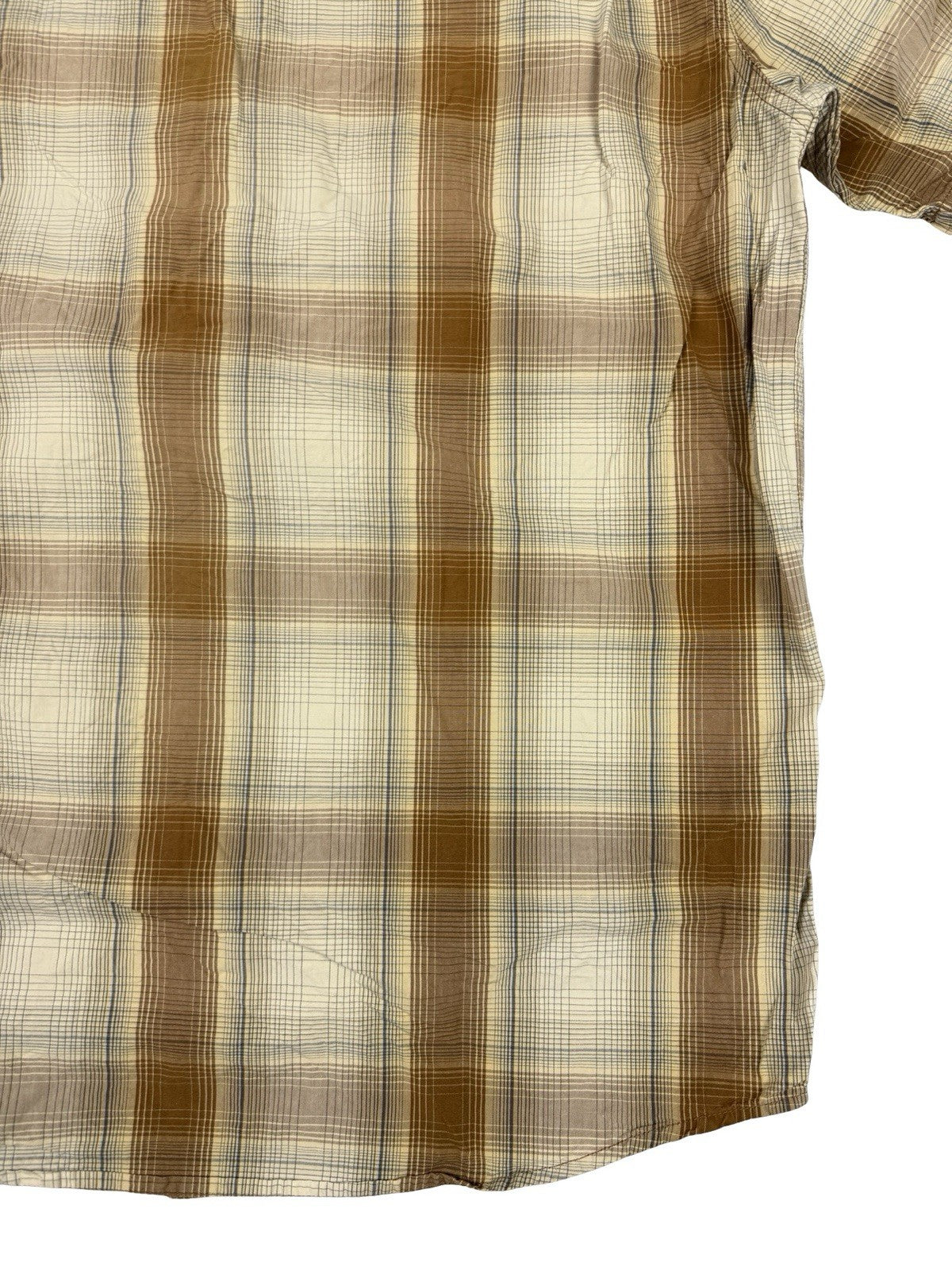 Carhartt Relaxed Fit Lightweight Beige Plaid Short Sleeve Shirt Medium