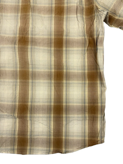 Carhartt Relaxed Fit Lightweight Beige Plaid Short Sleeve Shirt Medium