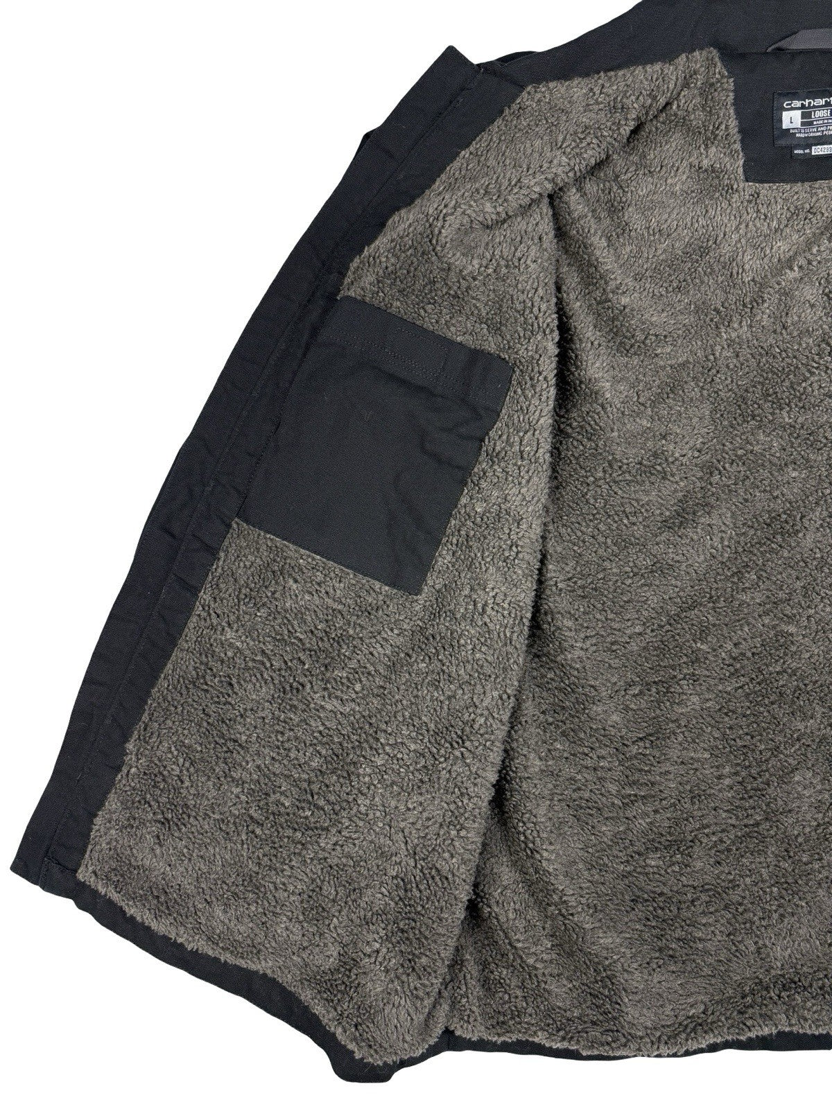 Carhartt Black Sherpa Lined Loose Fit Jacket Large