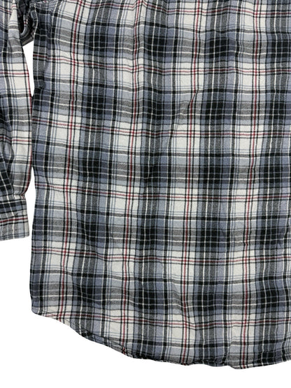 Carhartt Trumbull Grey Plaid Flannel Cotton Shirt Large Relaxed Fit Regular