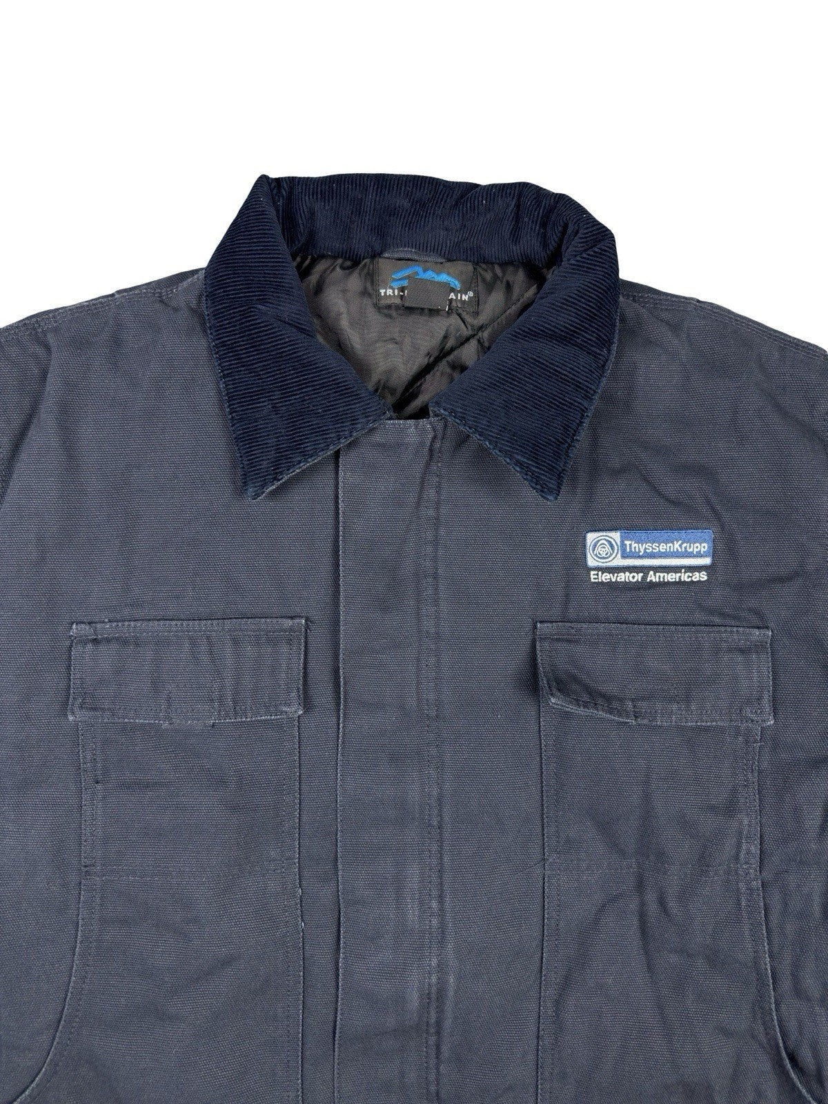 Tri-Mountain Retro Blue Insulated Zip Americana Work Jacket Large