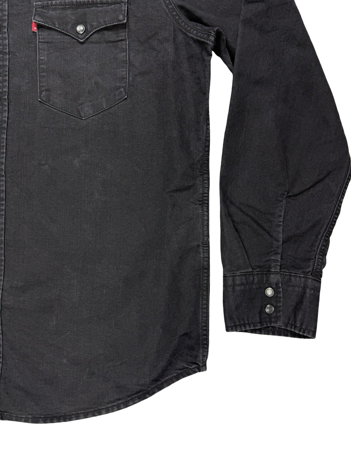 Levi's Faded Black Pearl Snap Western Denim Shirt Large