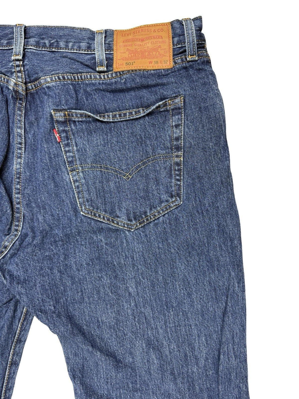 Levi's 501 Blue Straight Leg Denim Jeans 38W 32L