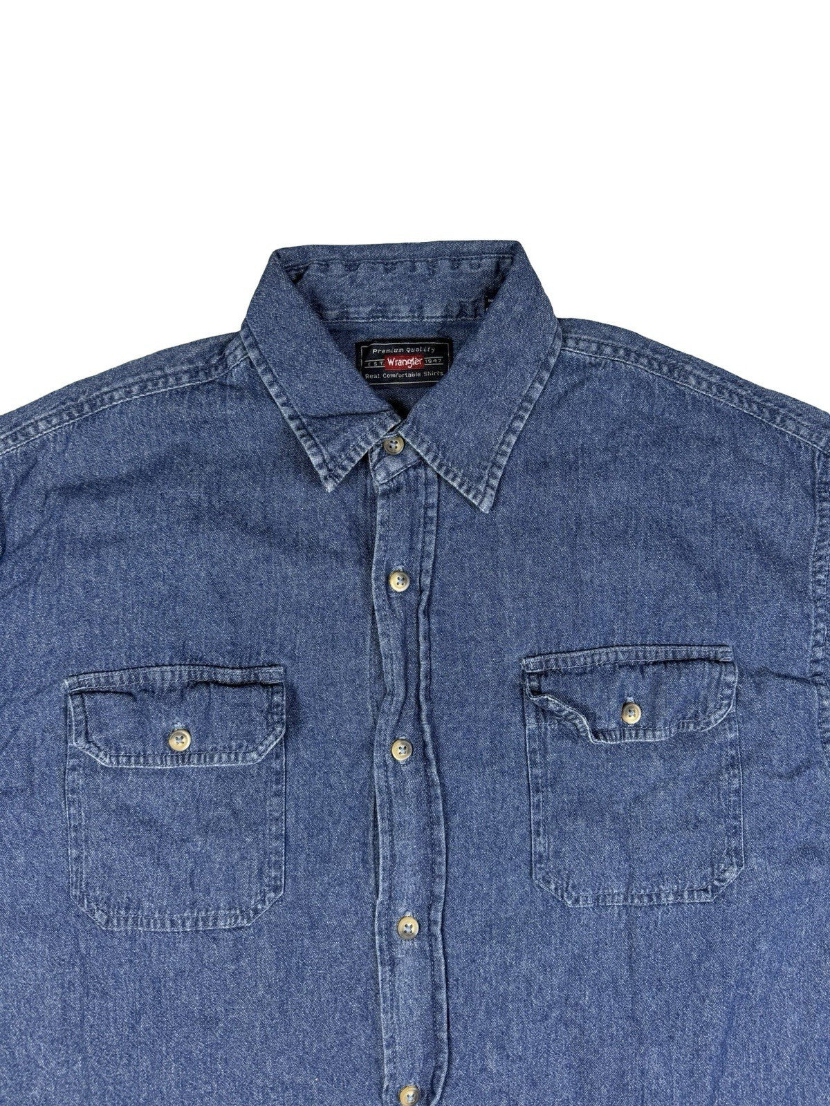 Wrangler Blue Cotton Long Sleeve Denim Shirt Large