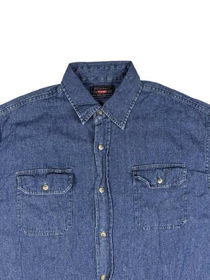 Wrangler Blue Cotton Long Sleeve Denim Shirt Large