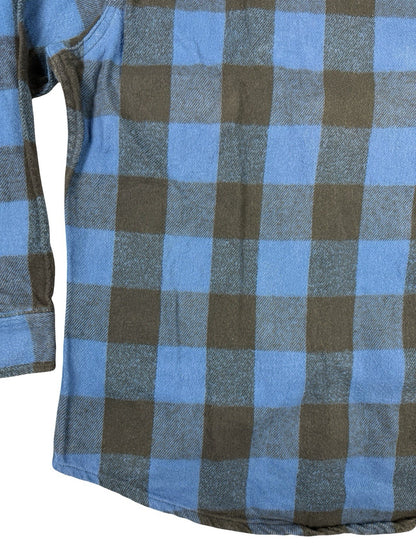Fieldmaster Vintage Faded Blue Plaid Cotton Lumberjack Grunge Shirt Medium USA