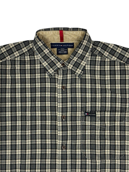 Tommy Hilfiger Retro Beige Plaid Cotton Shirt Medium
