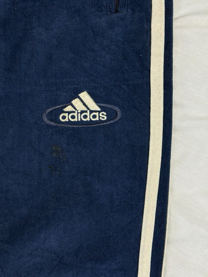 Adidas Vintage Blue Velour Tracksuit Bottoms XL 40W
