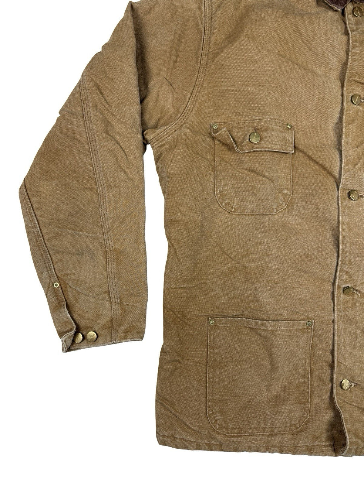 Carhartt C01 6BLC Vintage 90s Brown Chore Coat Jacket Blanket Lined USA XL