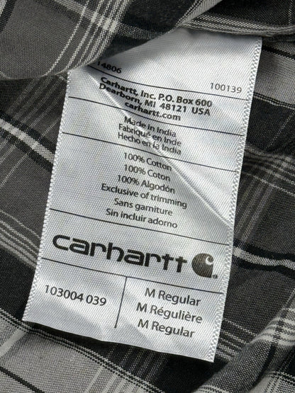Carhartt Essential Relaxed Fit Grey Plaid Short Sleeve Shirt Medium