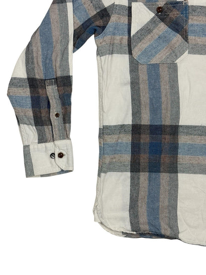 Levi's White Plaid Cotton Collared Shirt Medium