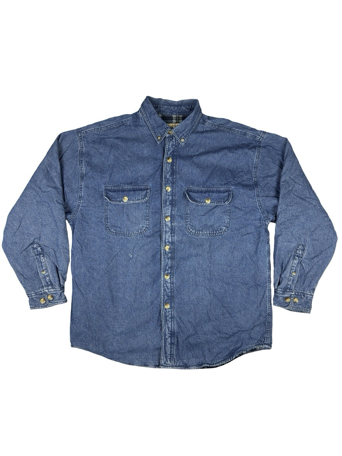 Sun River Vintage Blue Denim Fleece Lined Shirt Jacket Large