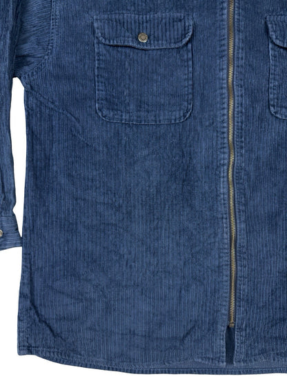 Property Retro Blue Corduroy Cotton Zip Shirt Jacket Large