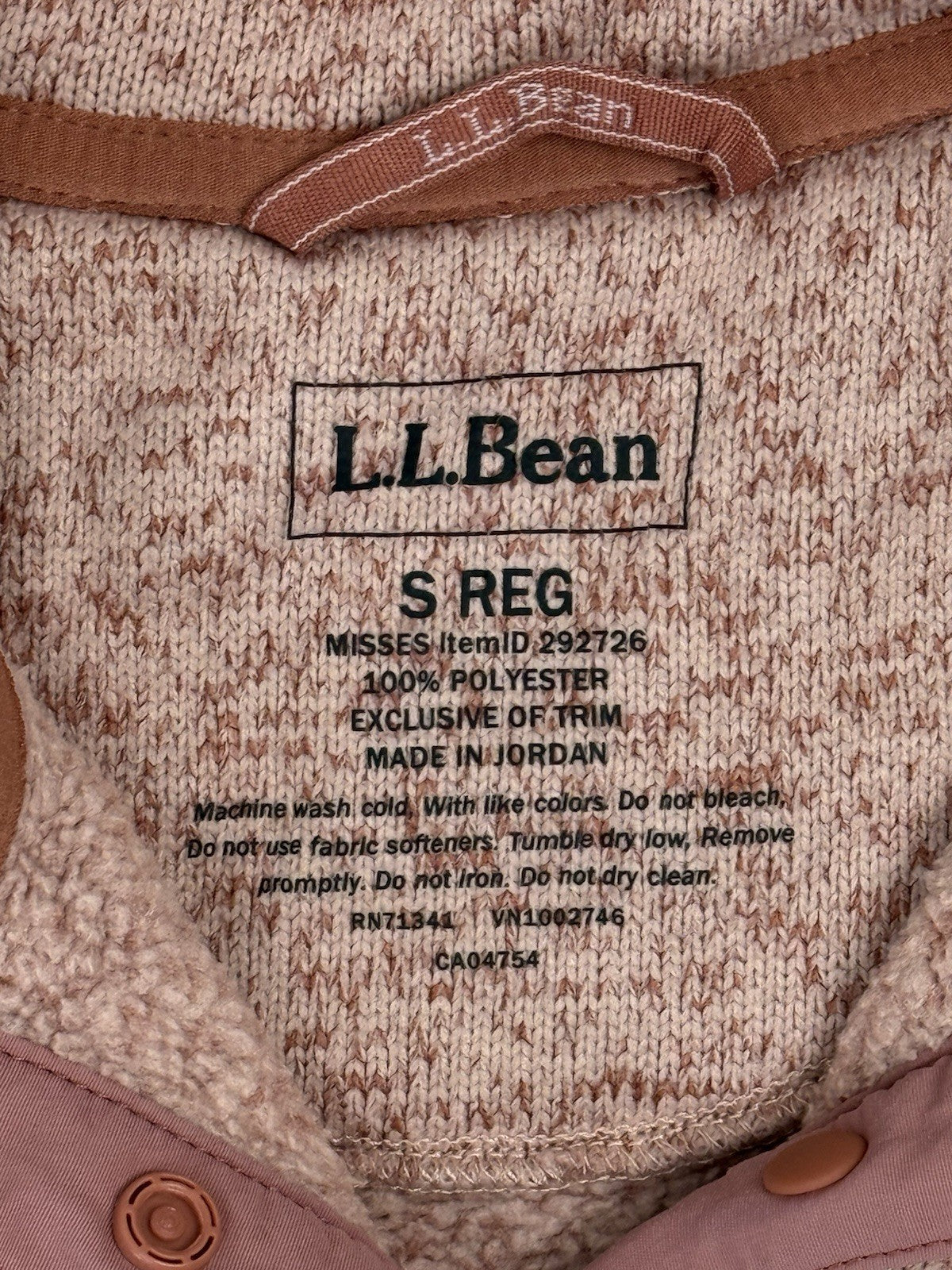 LL Bean Pink Sweater Fleece Pullover Jumper Small